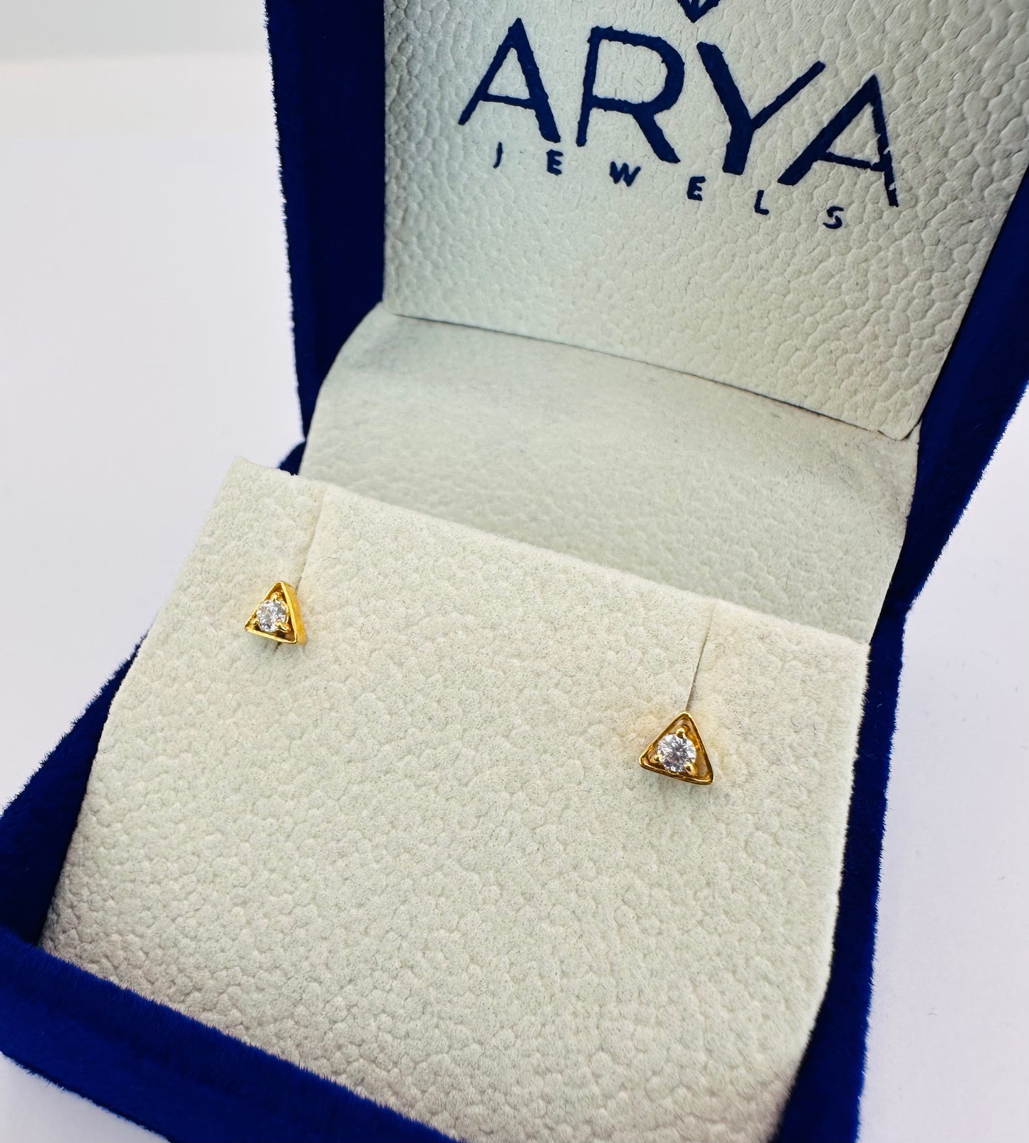 22k Solid Gold Triangle Stud Earrings: Kids & Adults