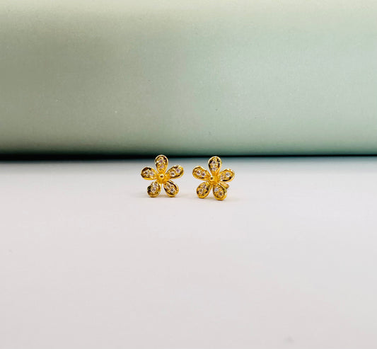 22k solid gold flower earrings