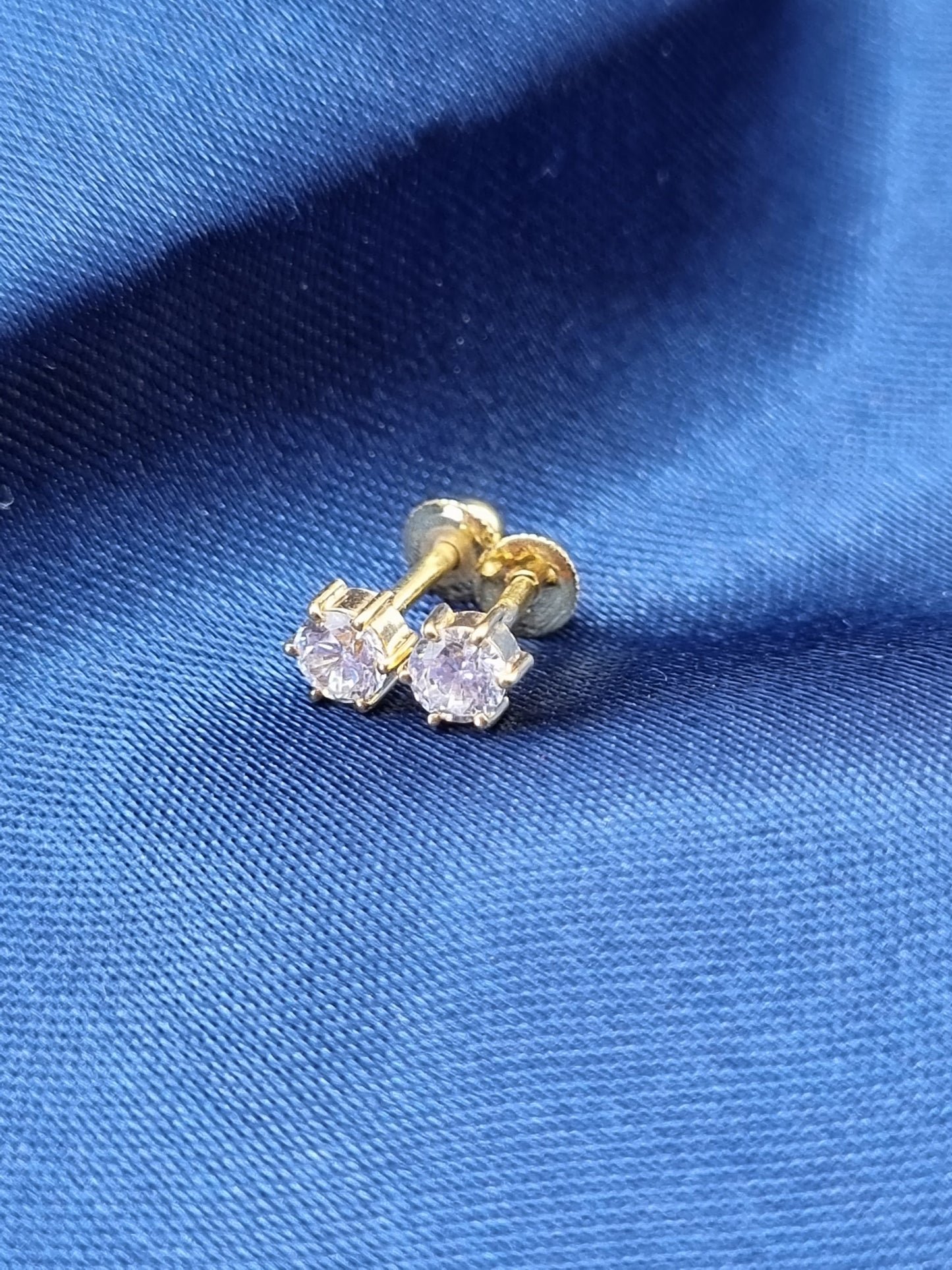22k solid gold earrings with white cubic zirconia