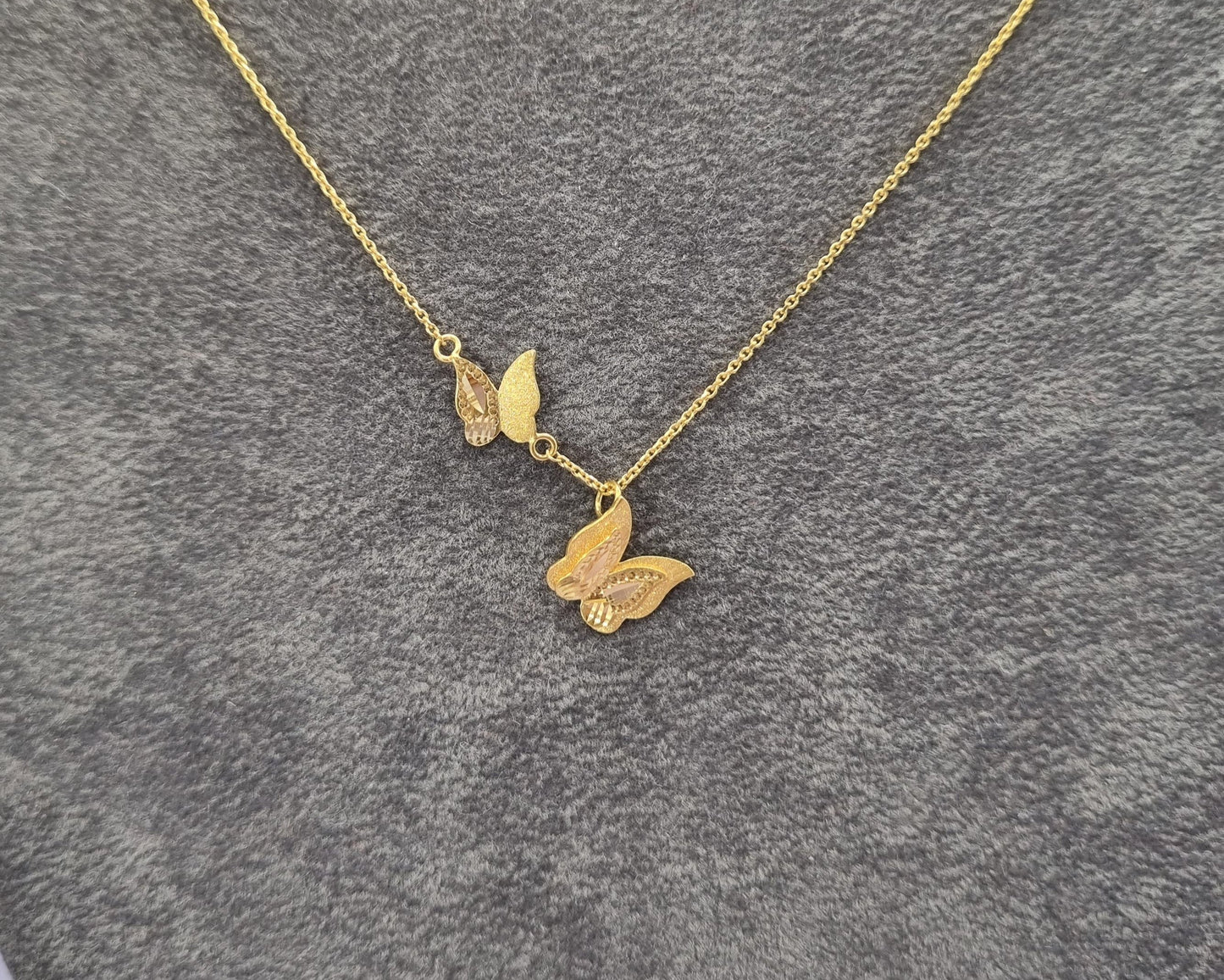 22k solid gold designer necklace with butterfly pendant