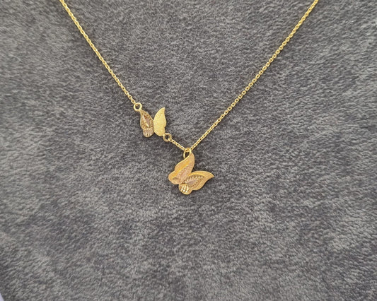 22k solid gold designer necklace with butterfly pendant