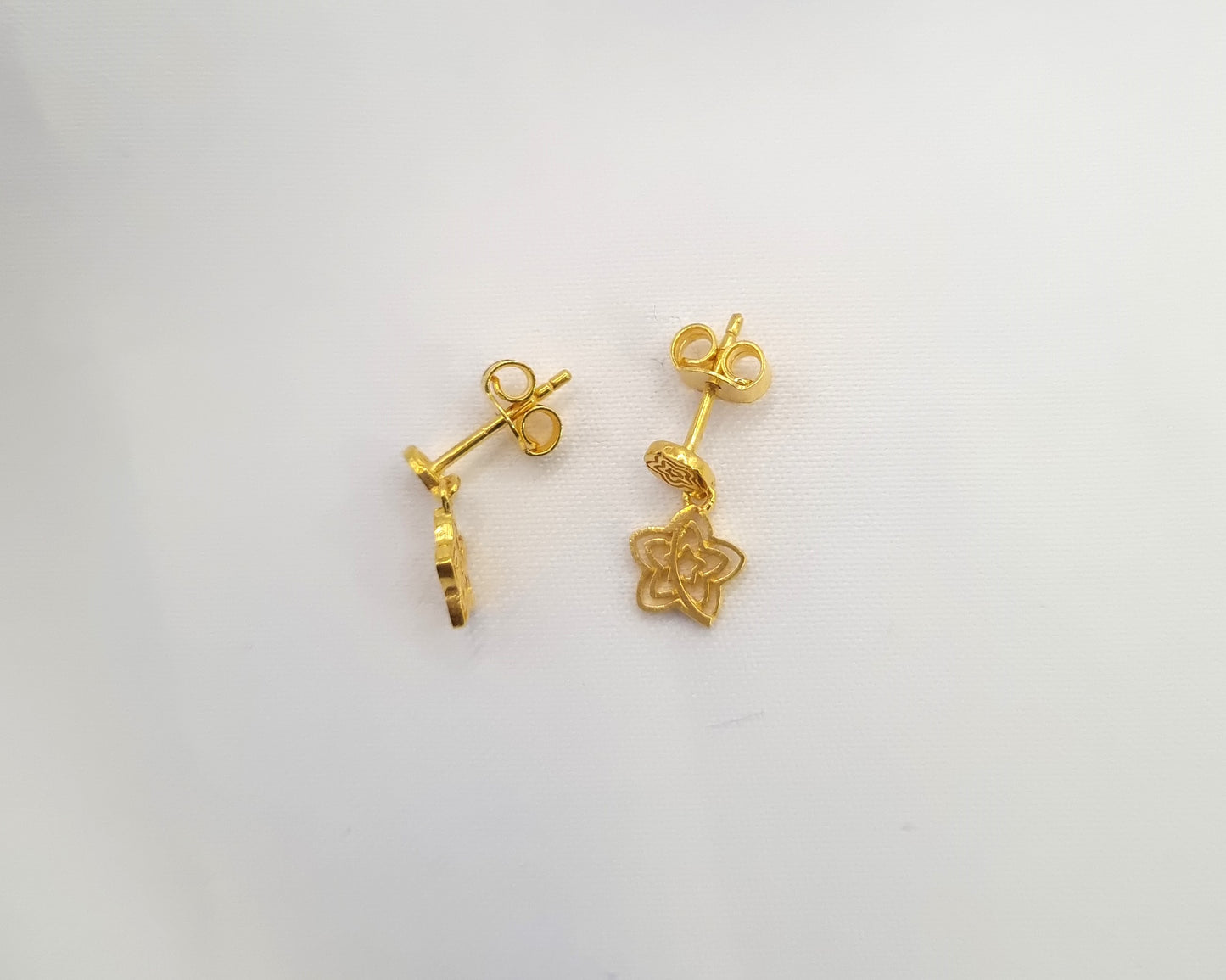 22k solid gold dangle star Earrings