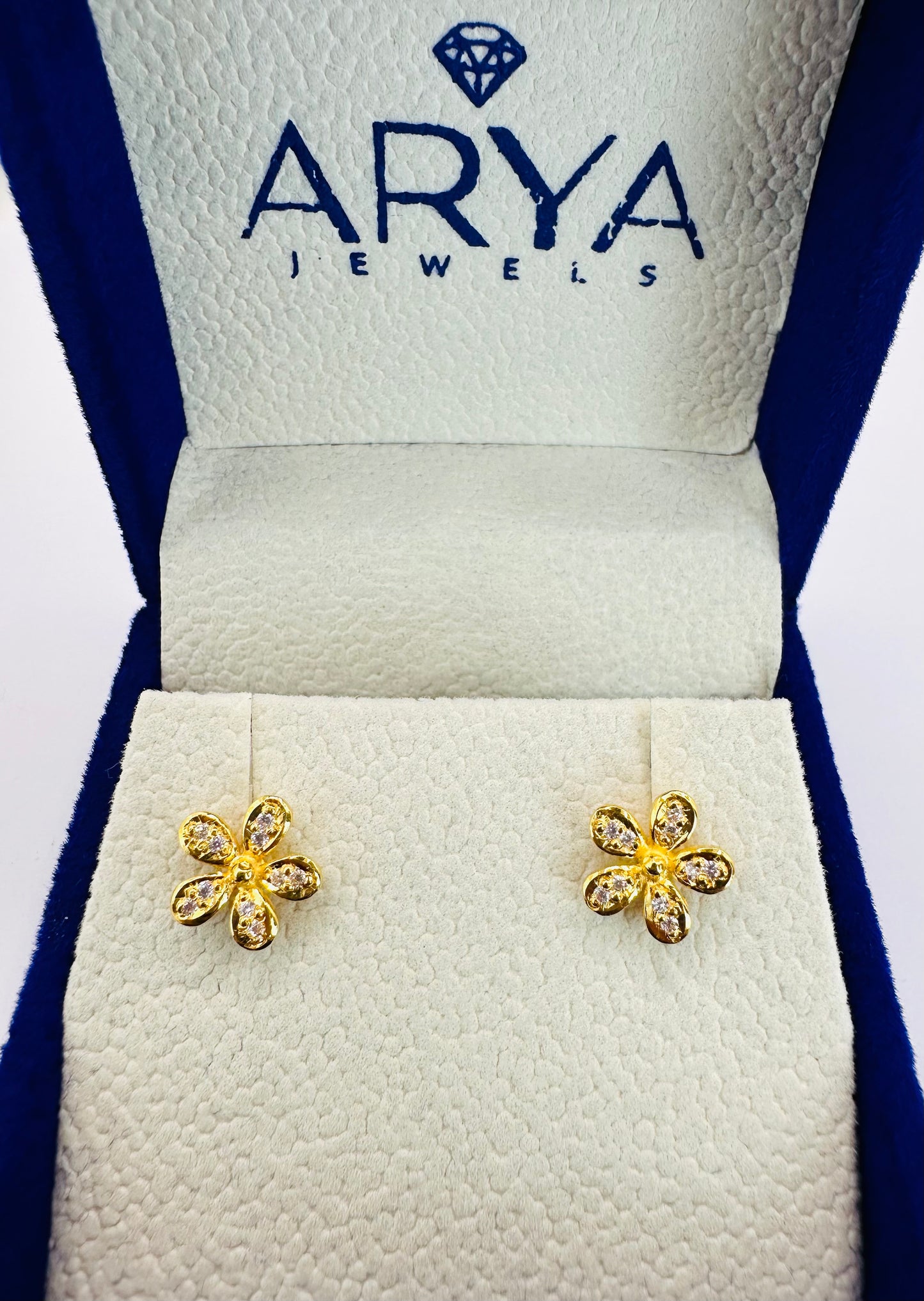 22k solid gold flower earrings
