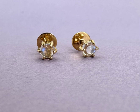 22k solid gold moon stone earrings