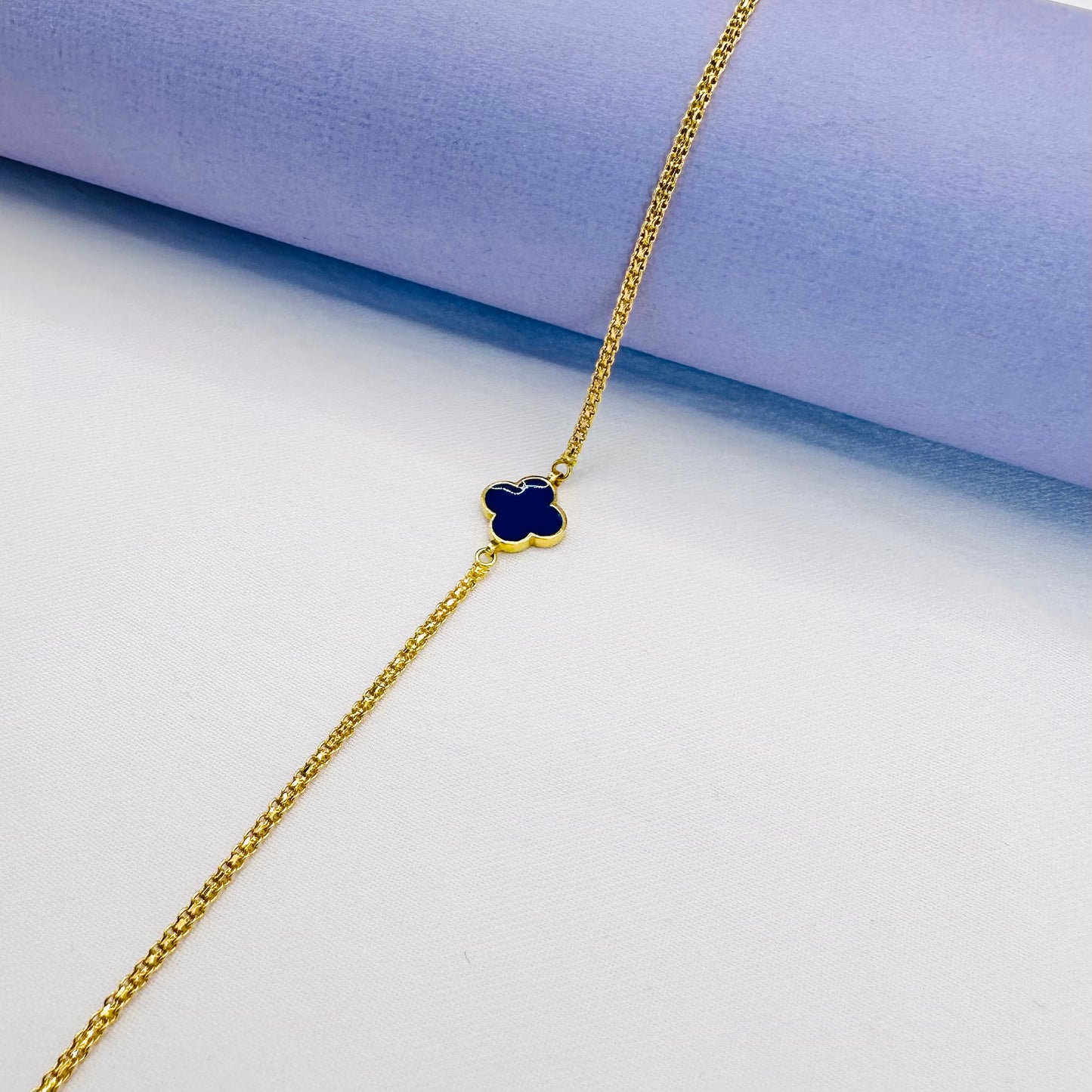 22k solid gold two colour clover bracelet