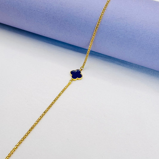22k solid gold two colour clover bracelet