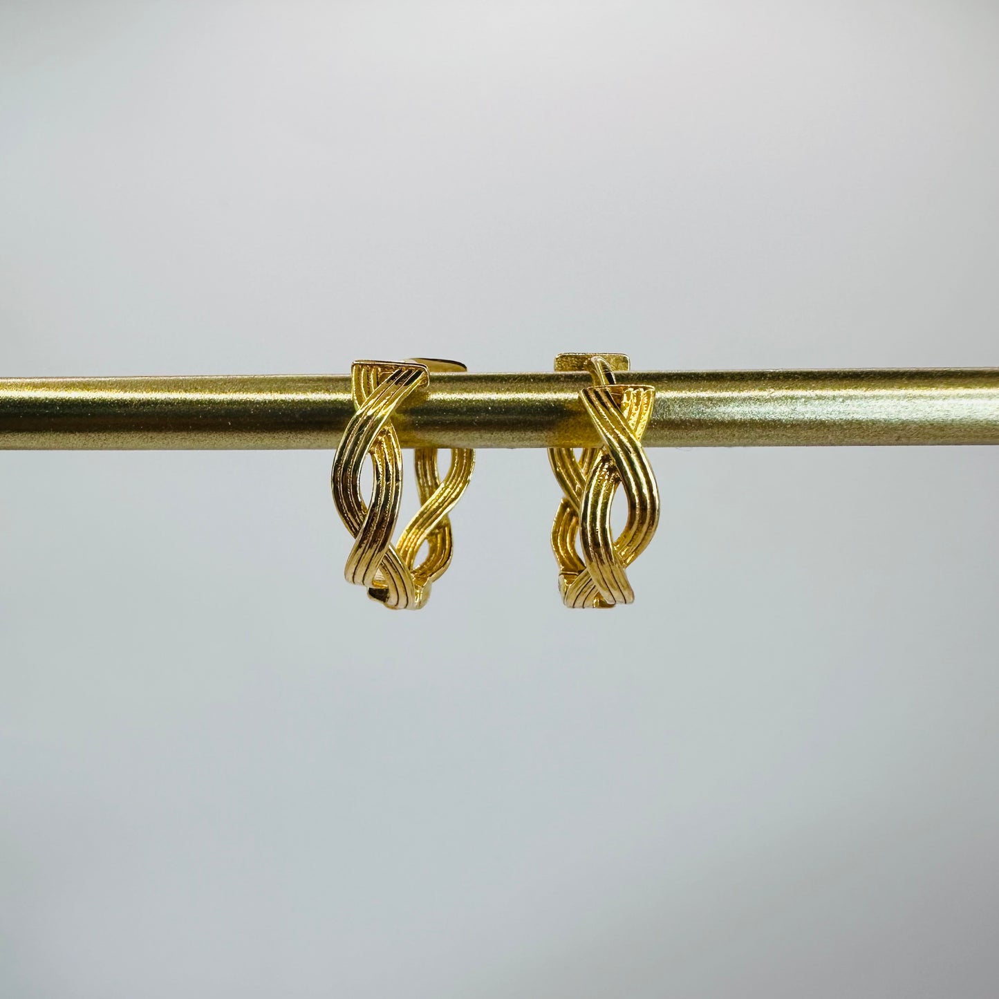 22k solid gold twisted hoops