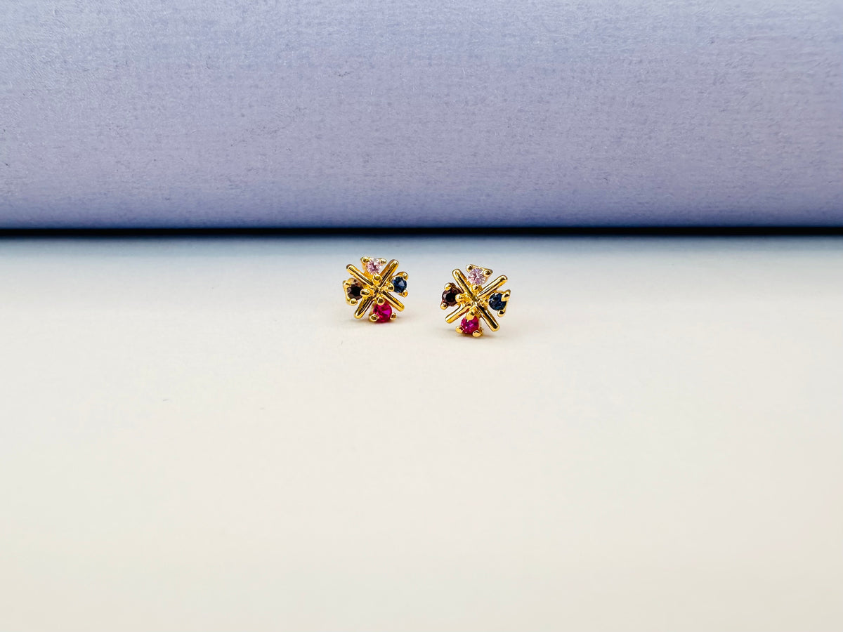 22k solid gold multi colour gemstones earrings