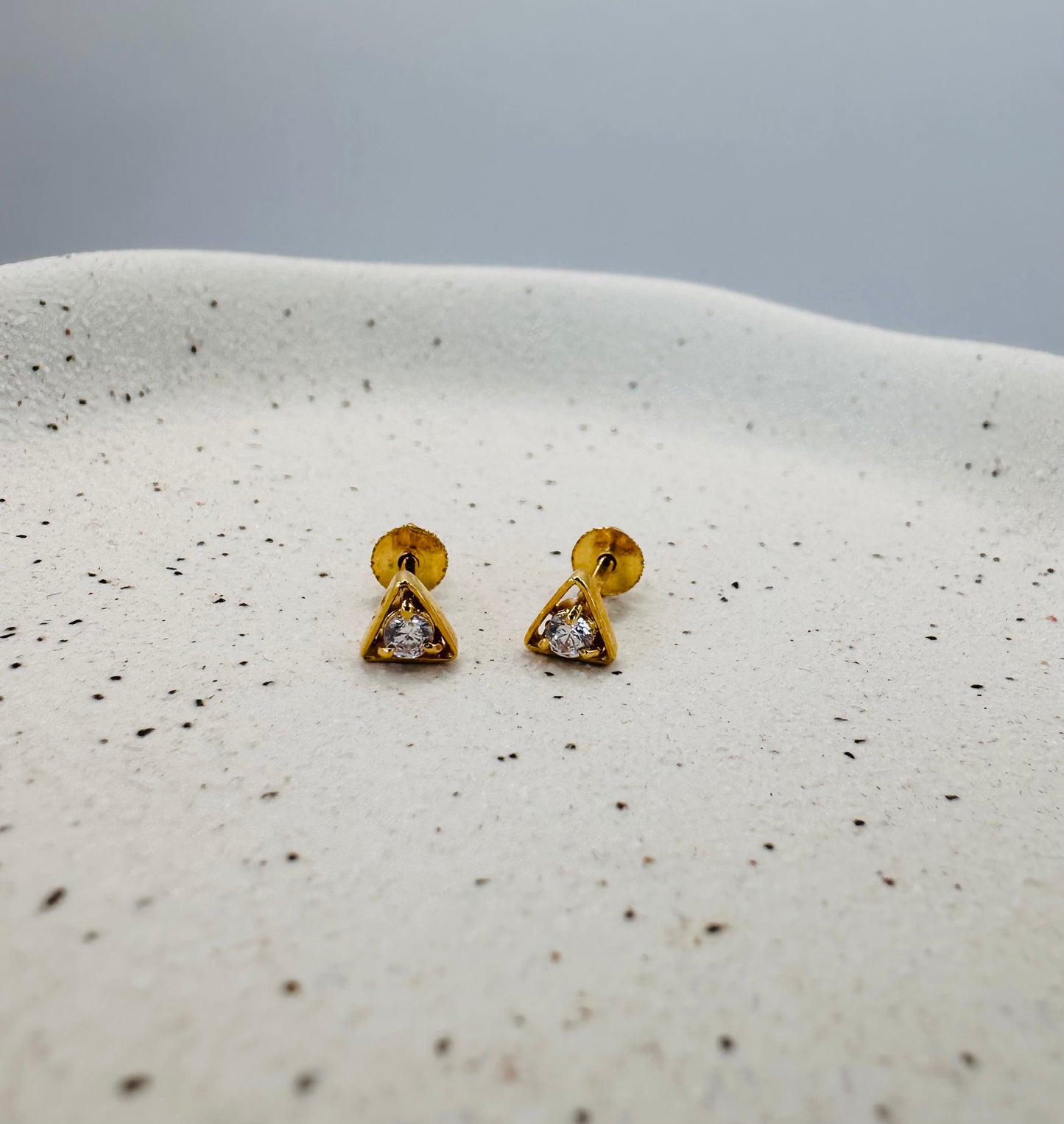 22k Solid Gold Triangle Stud Earrings: Kids & Adults