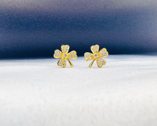 22k solid gold four leaf clover earrings