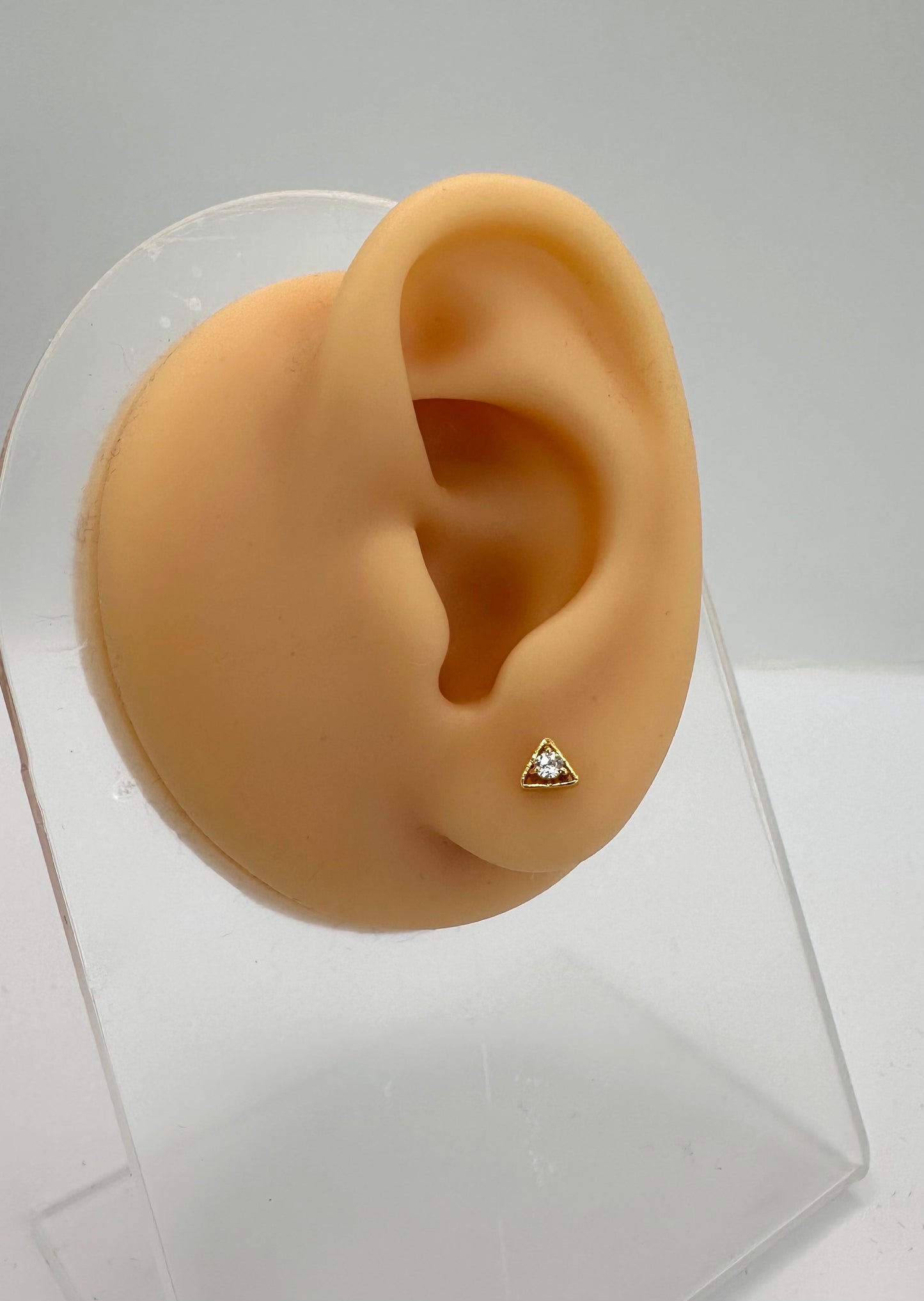 22k Solid Gold Triangle Stud Earrings: Kids & Adults