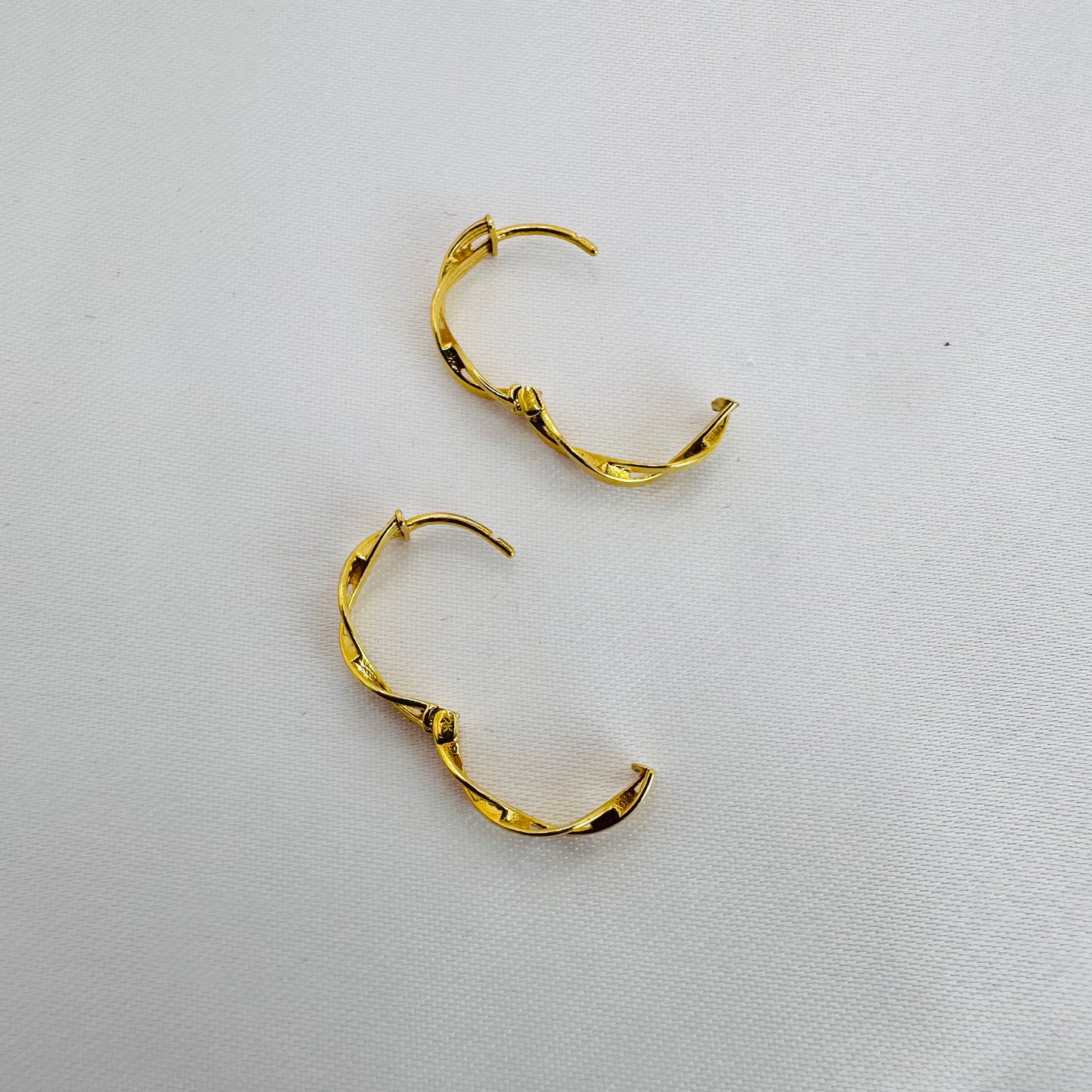 22k solid gold twisted hoops