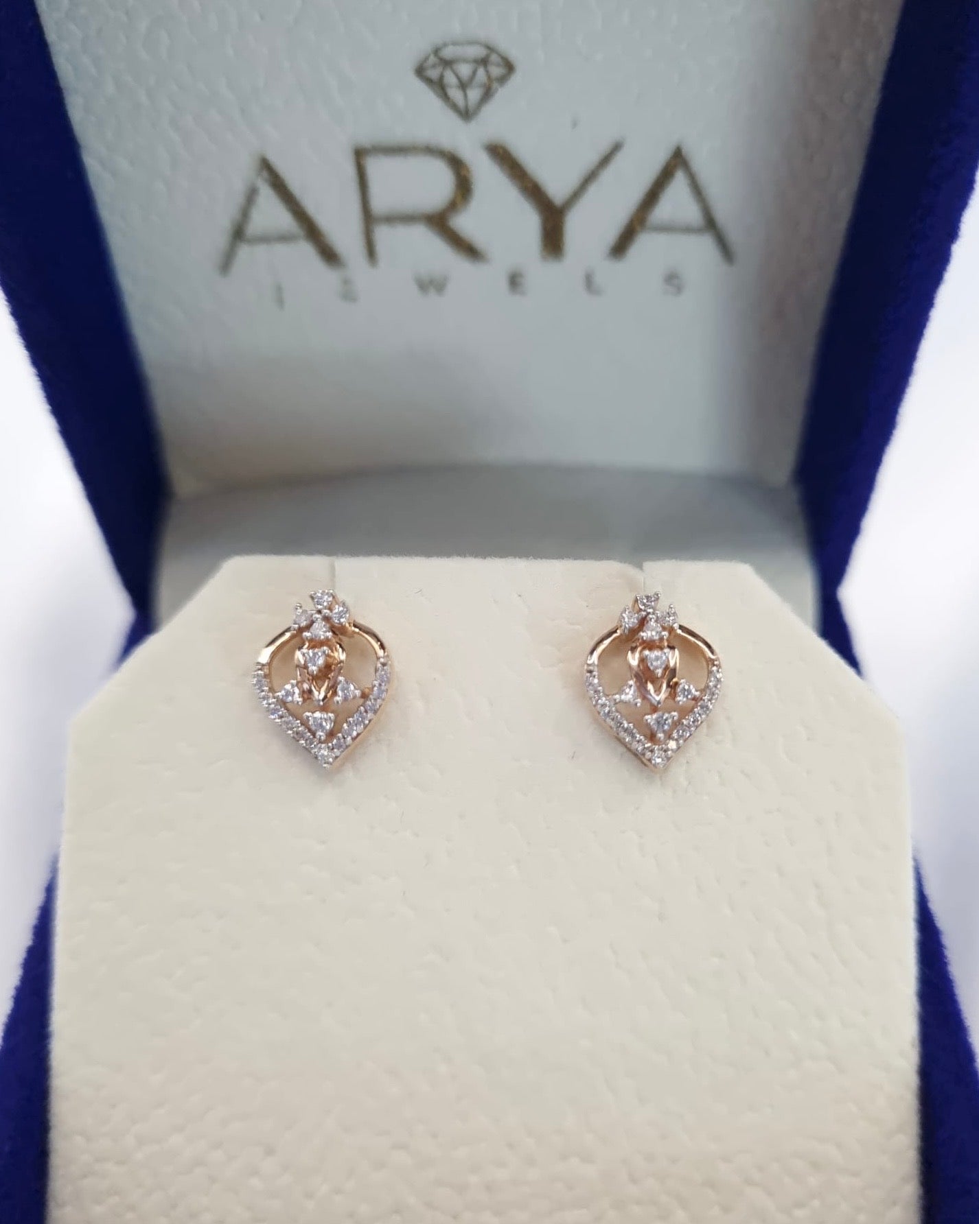22k solid rose gold designer earrings
