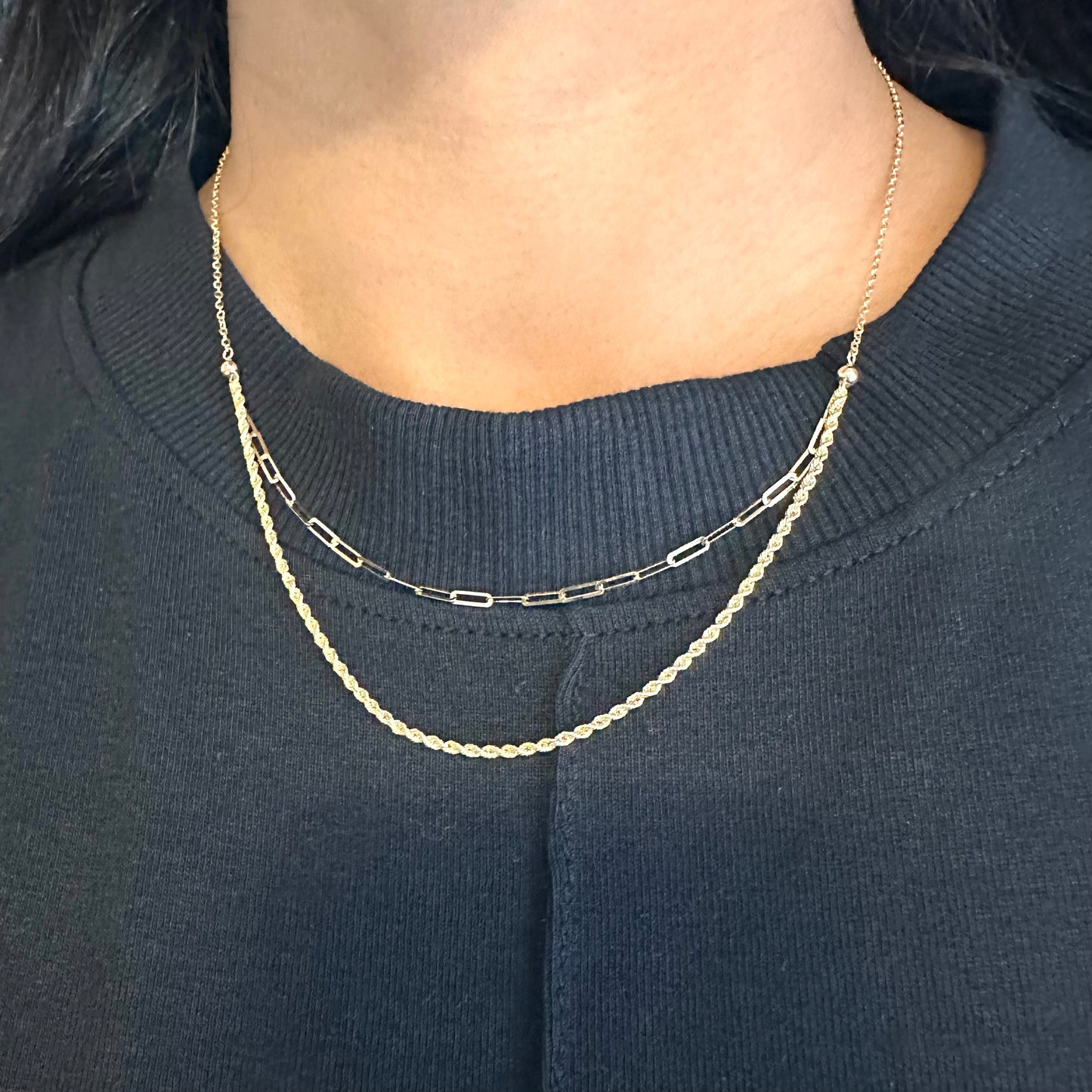 18k solid gold double layered chain