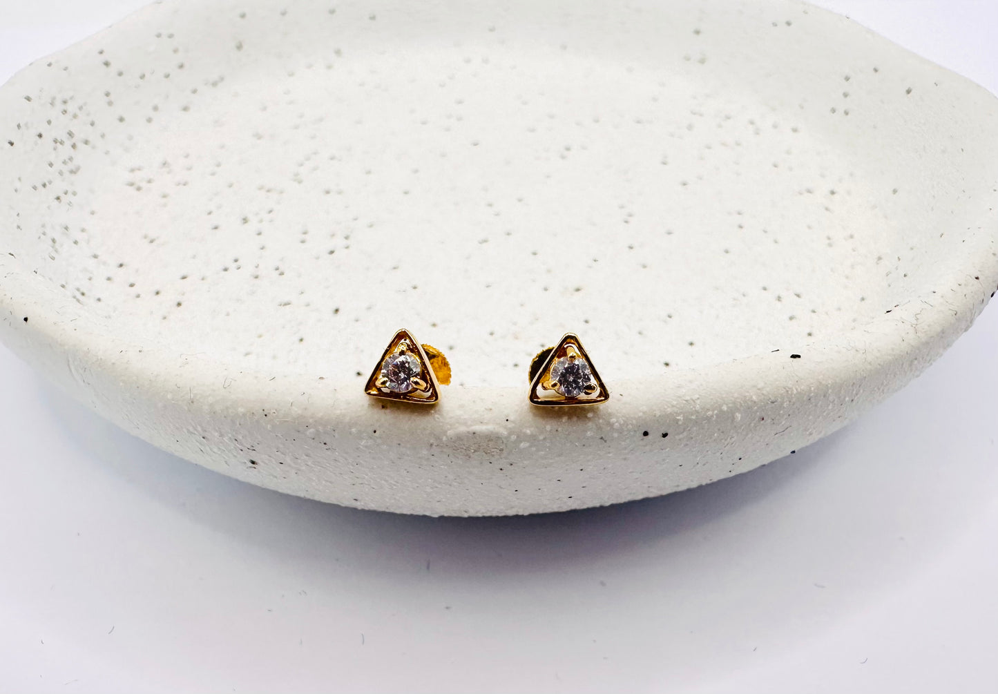 22k Solid Gold Triangle Stud Earrings: Kids & Adults