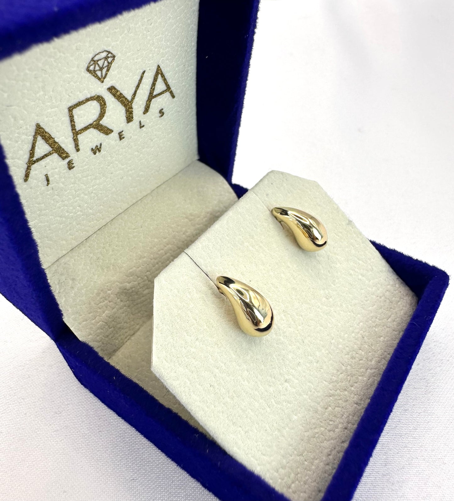 18k solid gold rain drop  ear studs