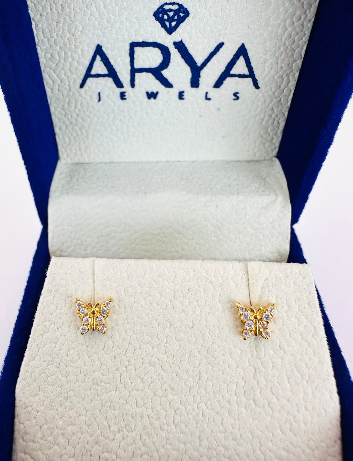 22k solid gold butterfly earrings