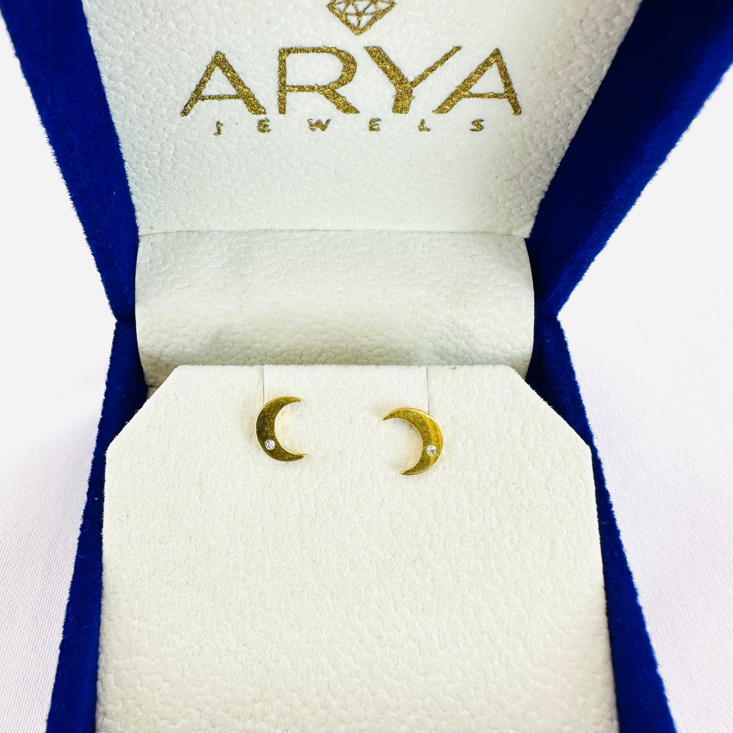 22k solid gold crescent earrings