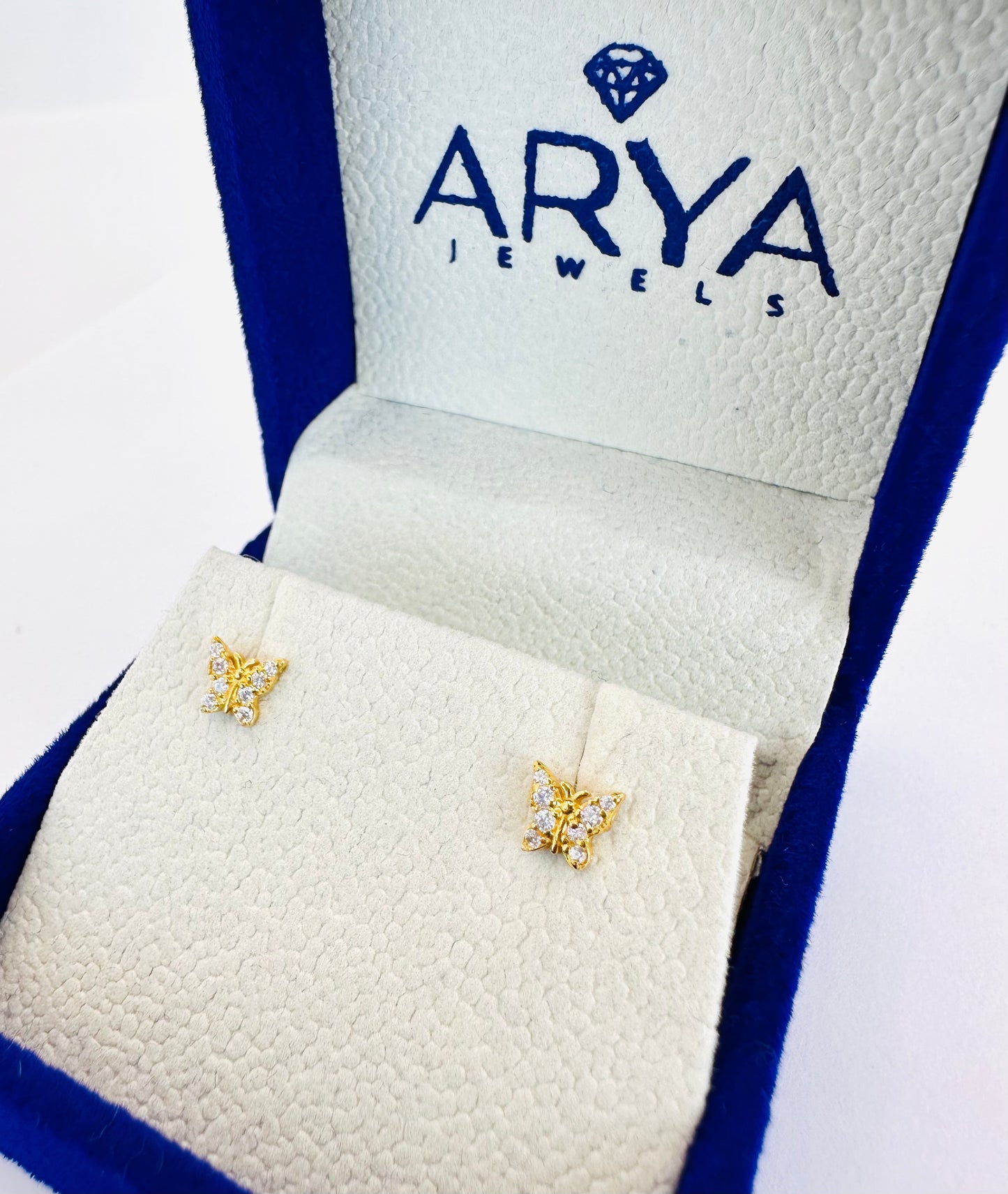 22k solid gold butterfly earrings
