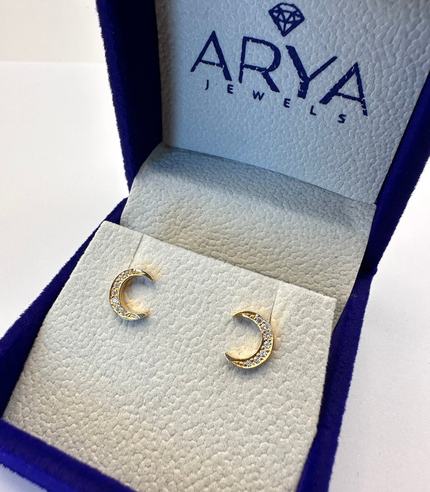 22k solid gold crescent earrings