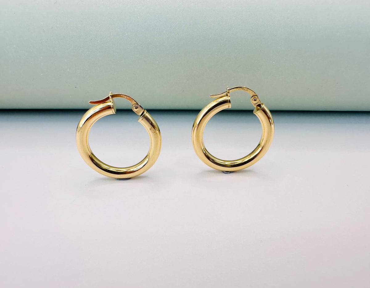 18K Solid Gold Hoop Earrings