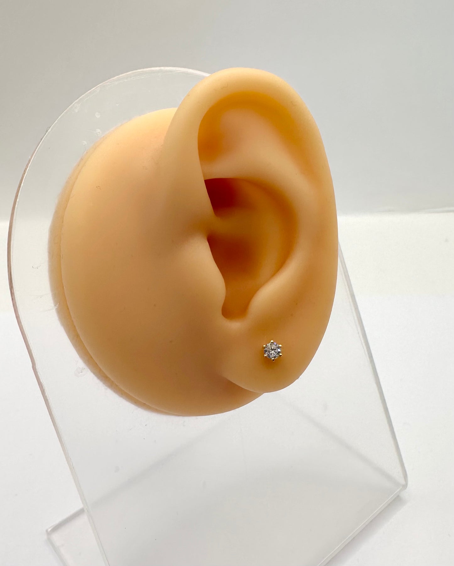 22k solid gold earrings with white cubic zirconia
