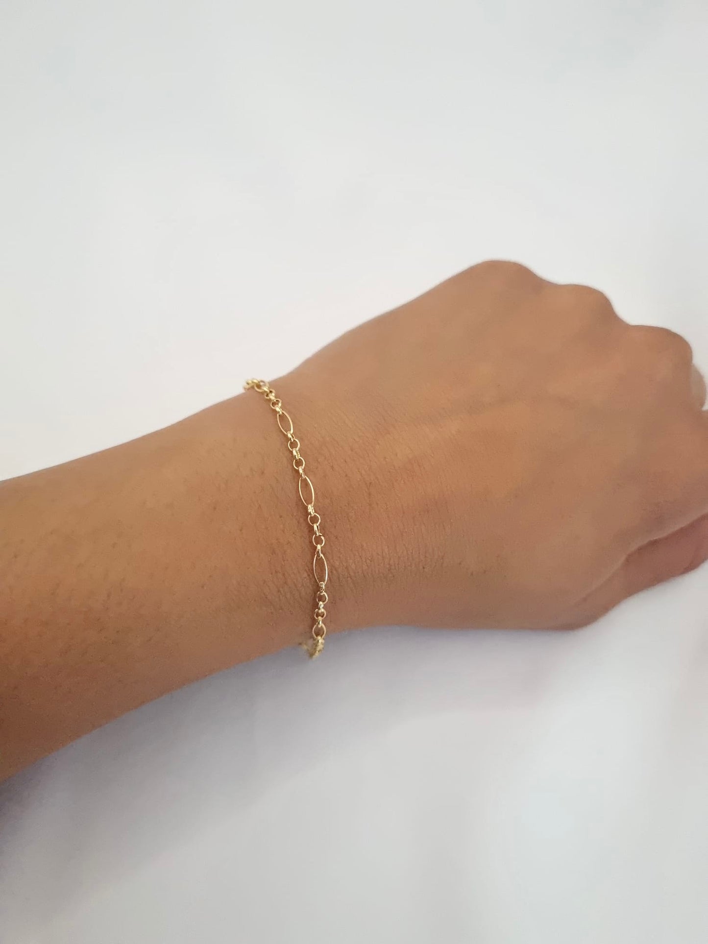 18k solid gold link chain bracelet