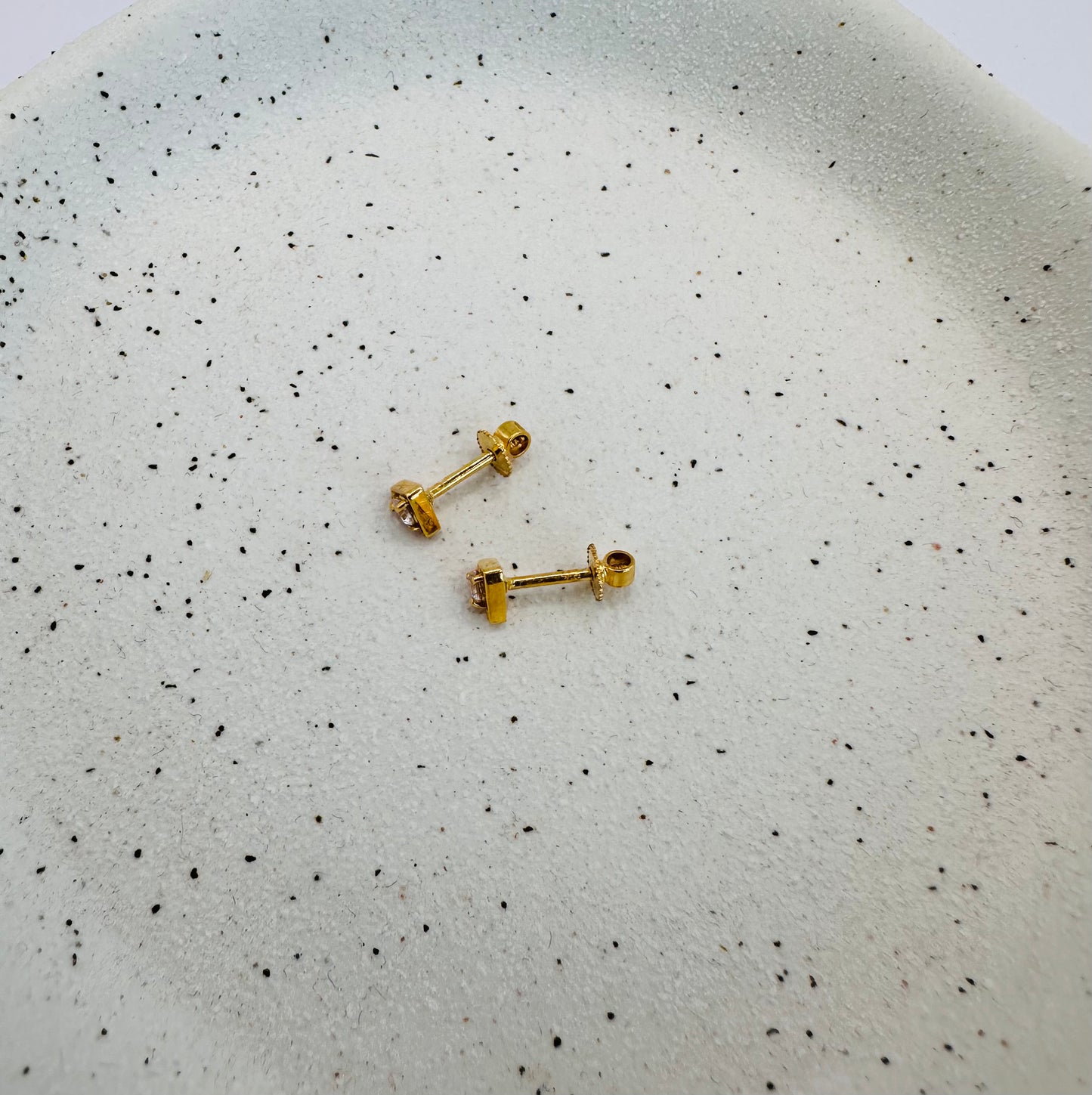 22k Solid Gold Triangle Stud Earrings: Kids & Adults