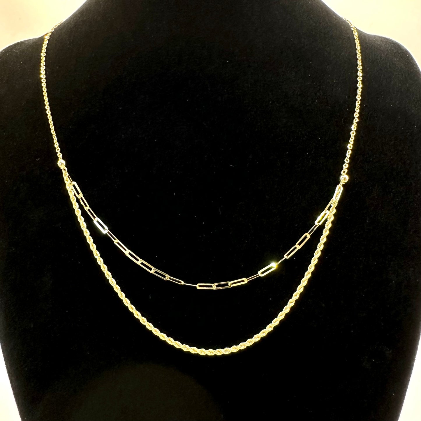 18k solid gold double layered chain