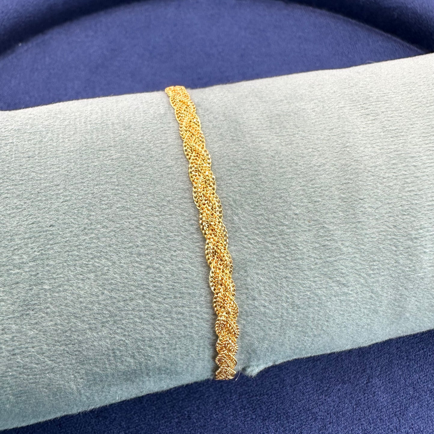 22k solid gold braided bracelet