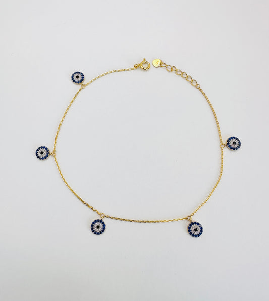 925 silver evil eye anklet