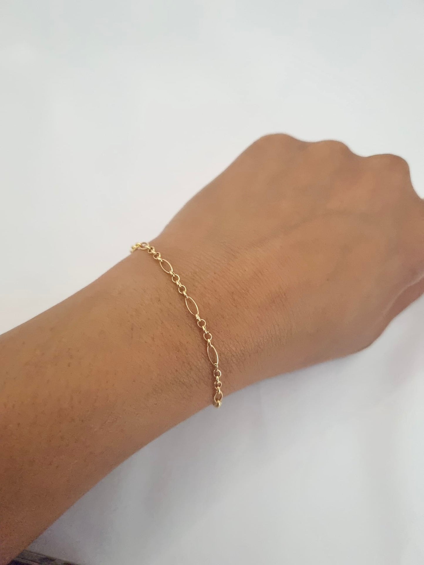 18k solid gold link chain bracelet
