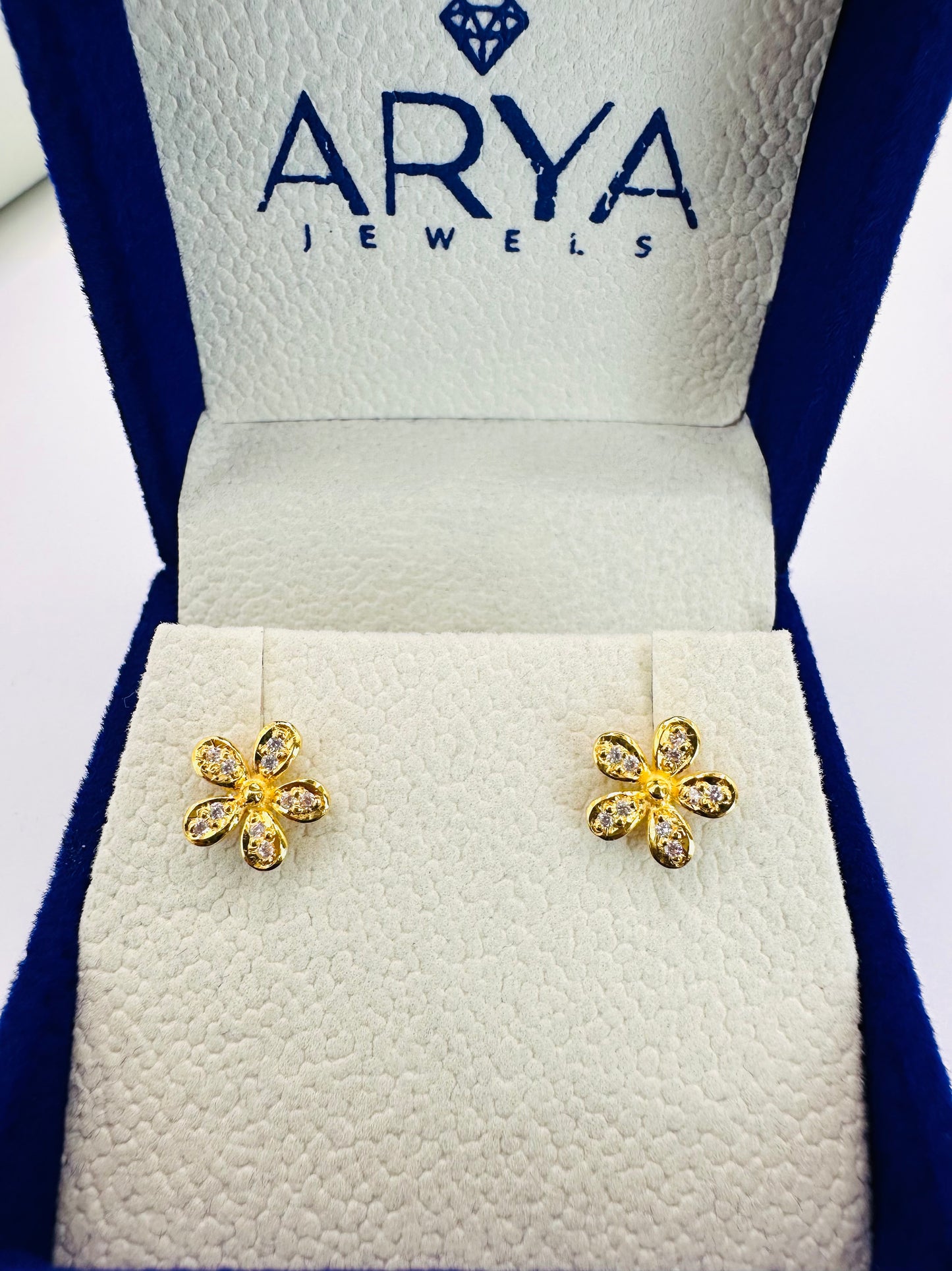 22k solid gold flower earrings