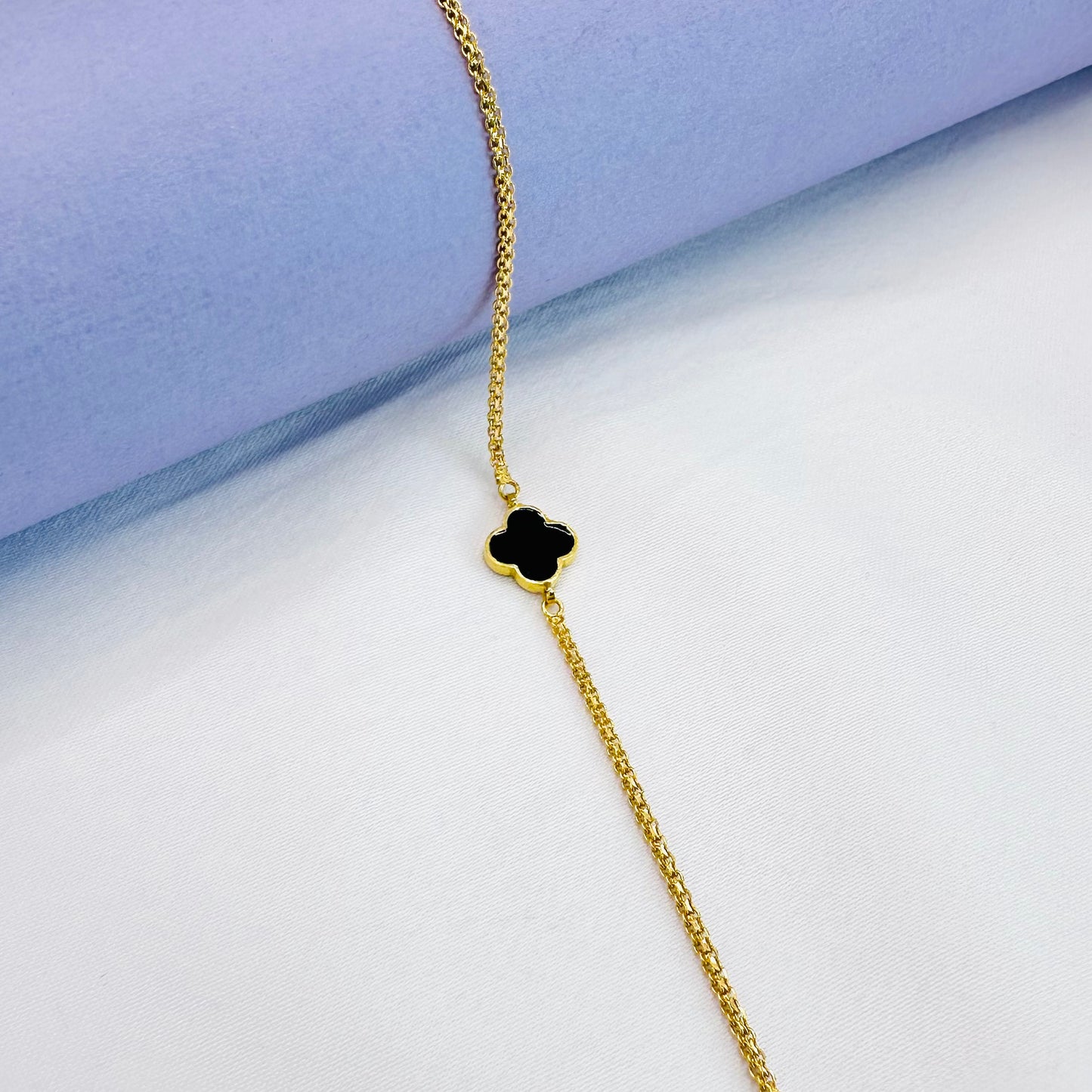22k solid gold two colour clover bracelet