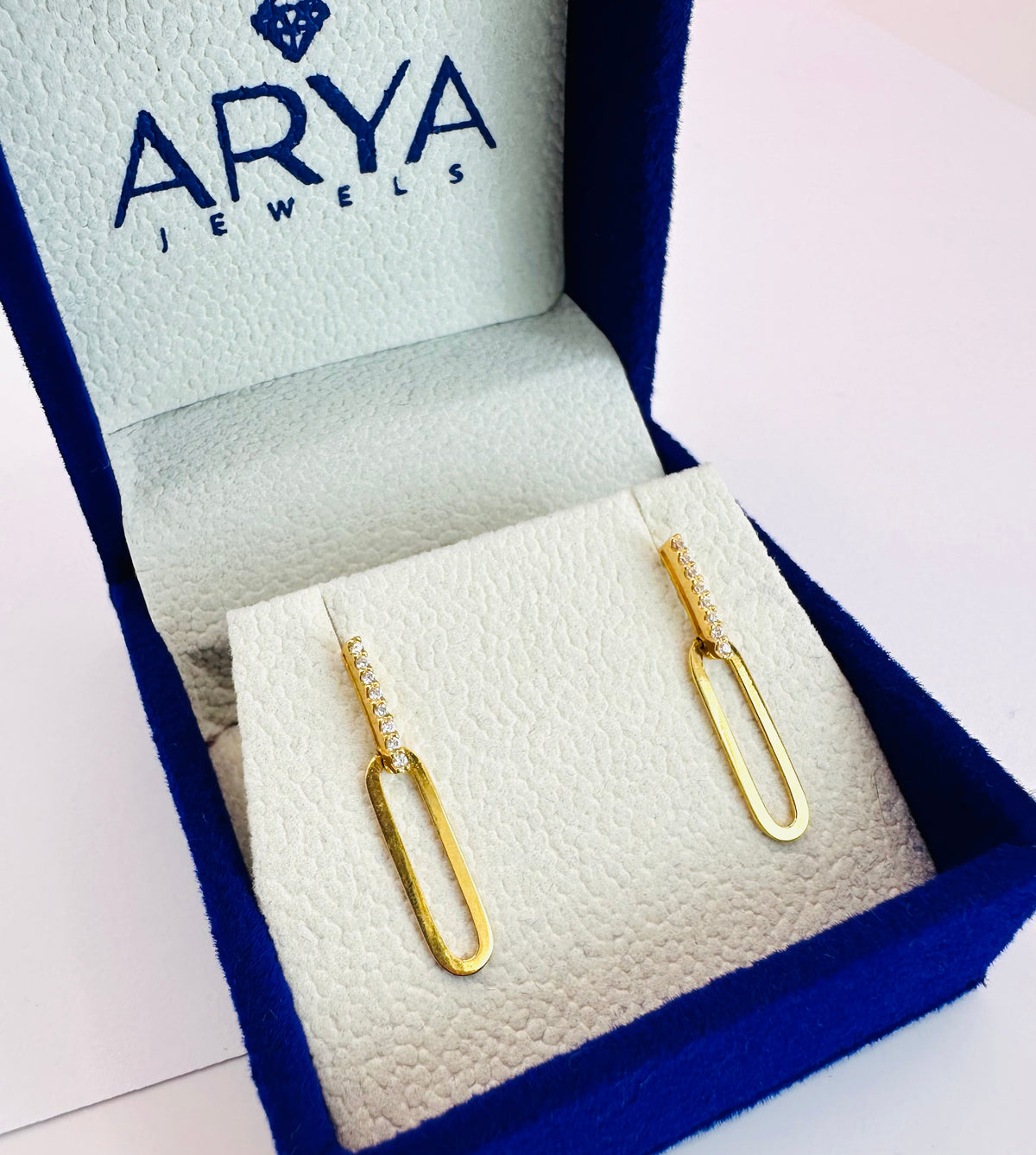 22k solid gold dangle ear studs / earrings