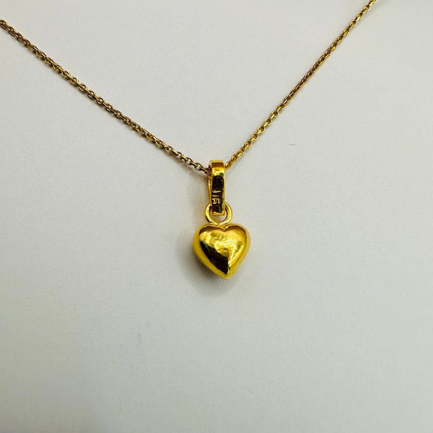22k solid gold puffy heart charms pendant only