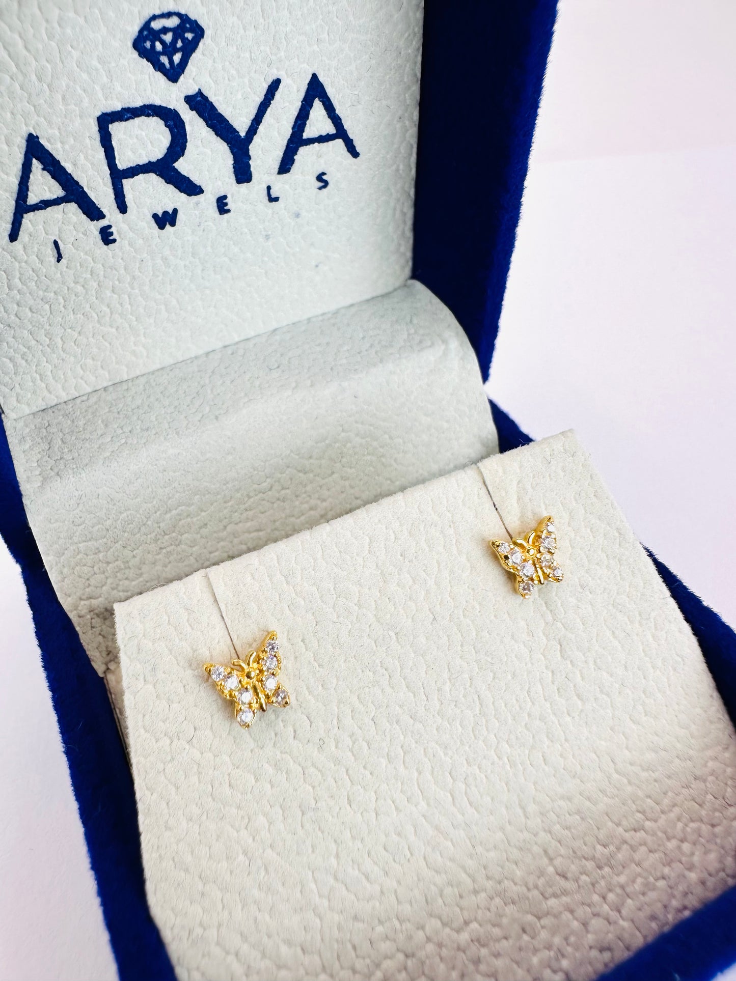 22k solid gold butterfly earrings