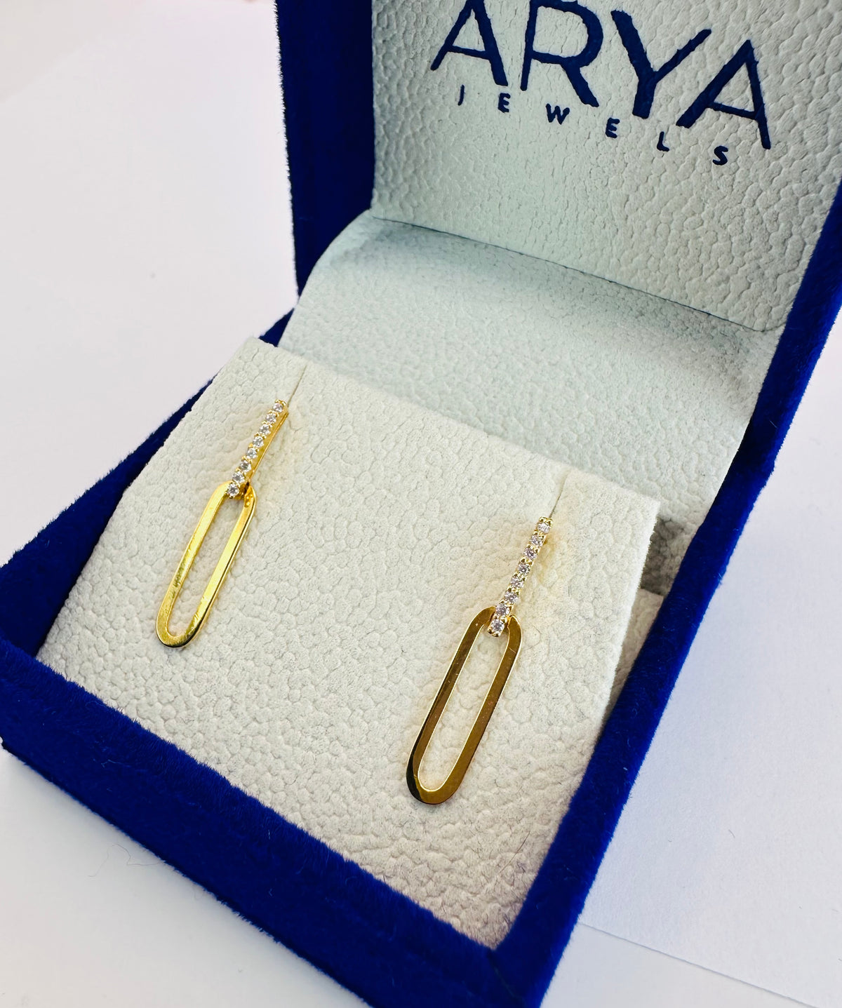 22k solid gold dangle ear studs / earrings
