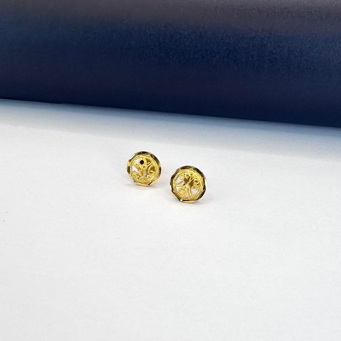 22k solid gold round earrings
