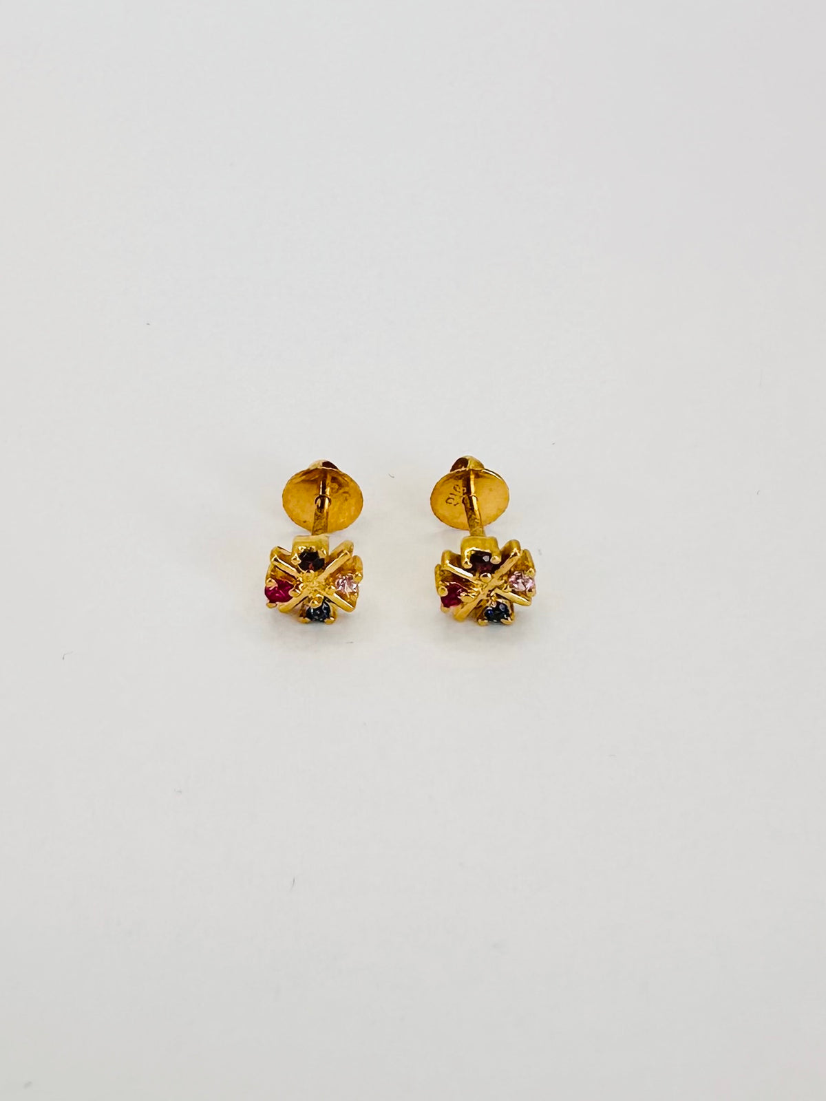 22k solid gold multi colour gemstones earrings