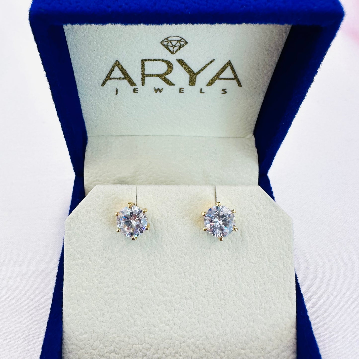 22k solid gold solitaire ear studs