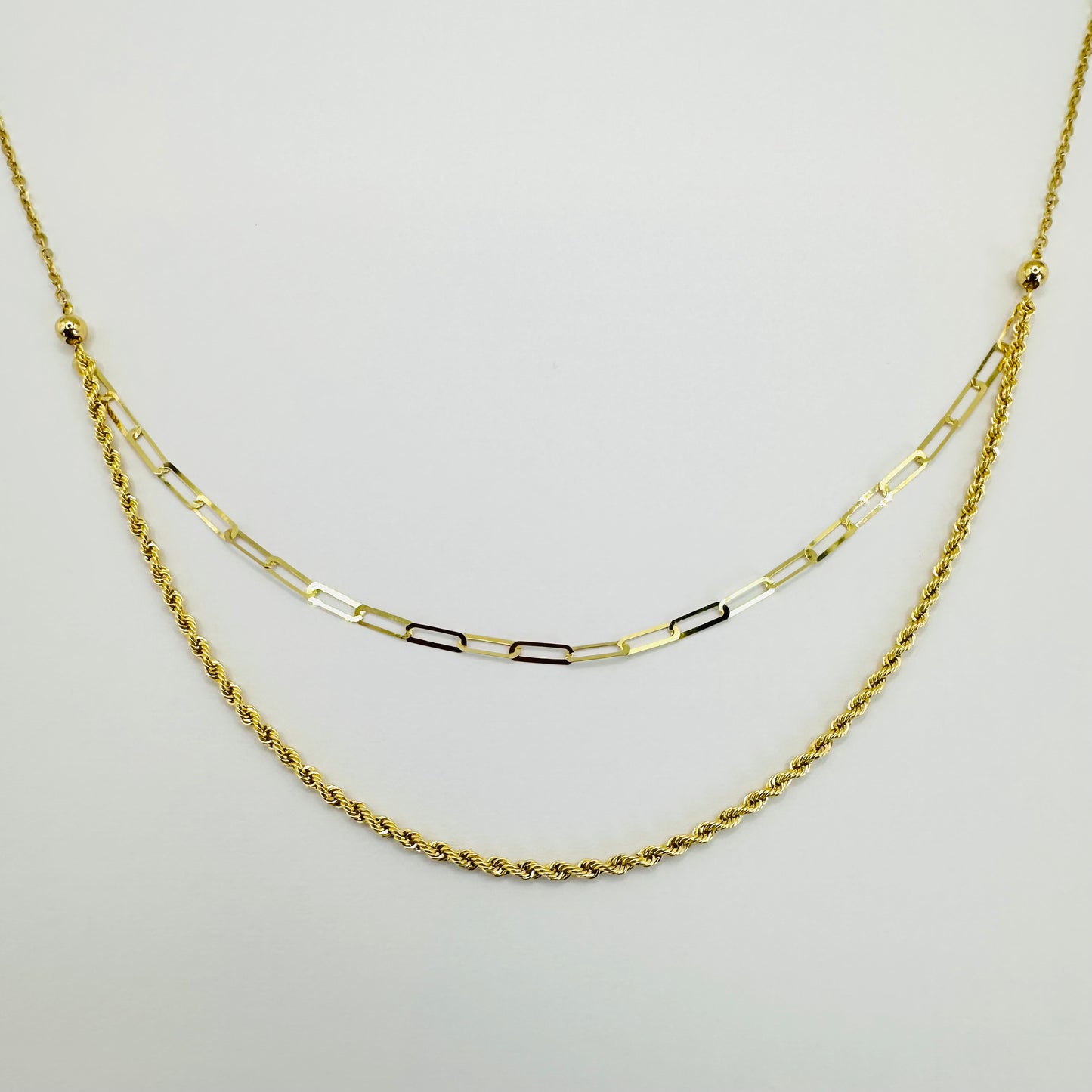 18k solid gold double layered chain