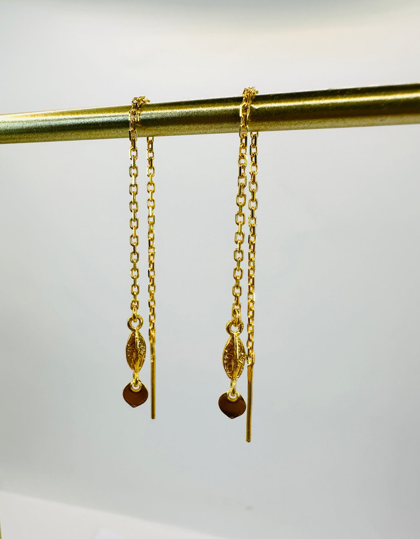 22k solid gold Thread Earrings