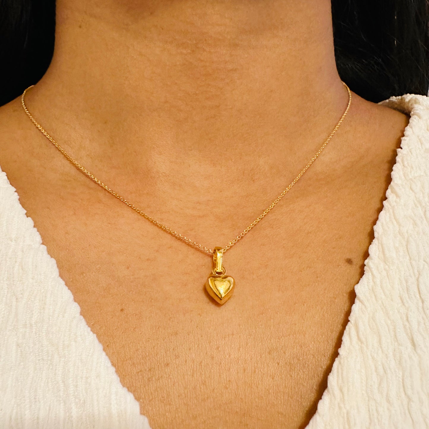 22k solid gold puffy heart charms pendant only