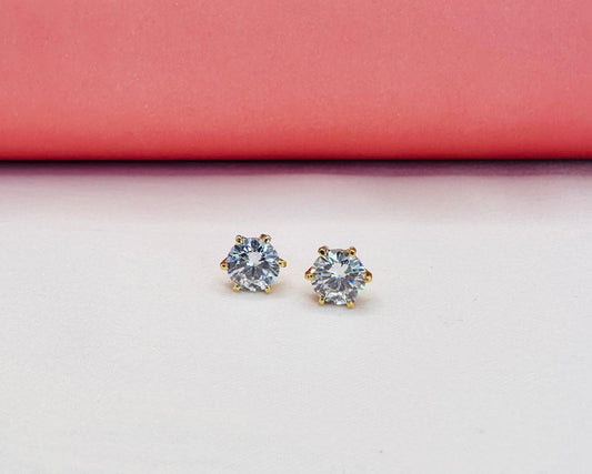 22k solid gold solitaire ear studs