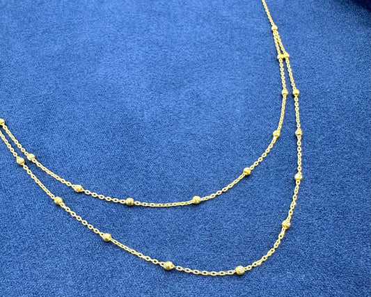 22k Solid gold double layer necklace