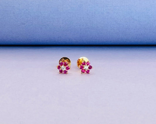 22k solid gold flower earrings