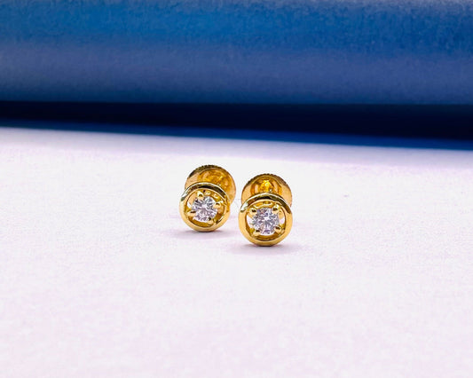 22k solid gold round earrings