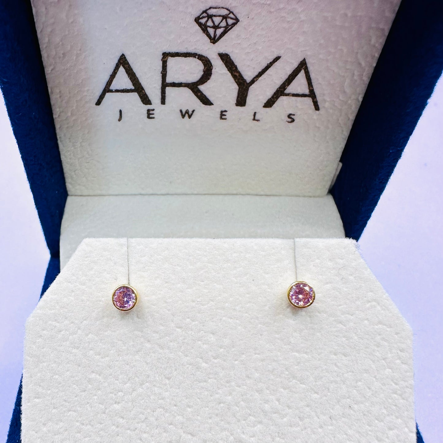 22k solid gold ear studs pink