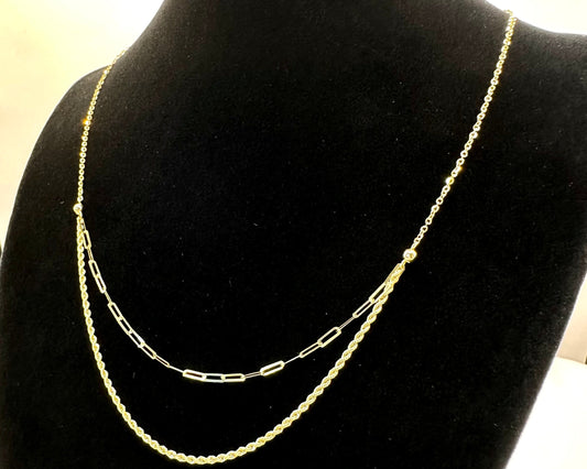 18k solid gold double layered chain